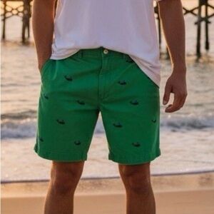 Polo Ralph Lauren Green All Over Whale Embroidered Preppy Chino Shorts 38